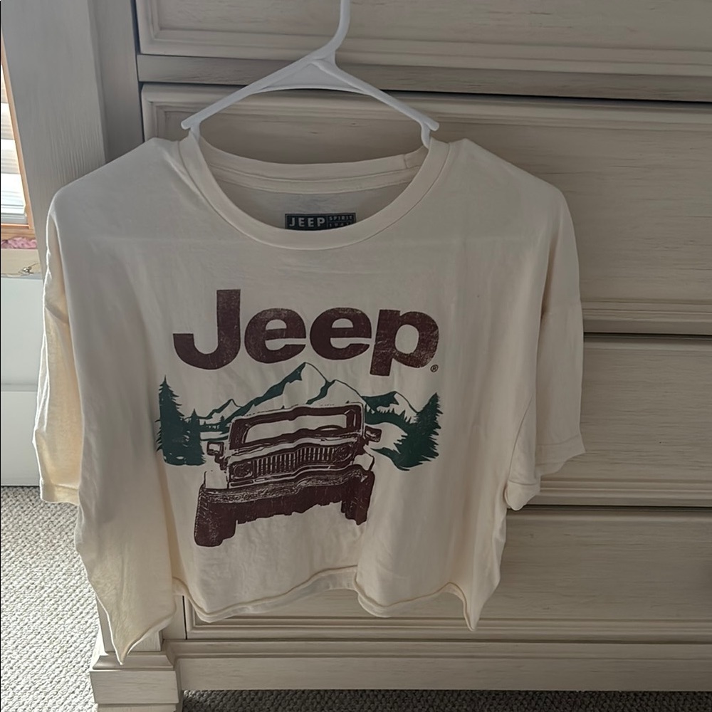 Jeep Cream Short Sleeve Tee Cotton Casual